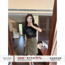 张阿星【街头工装】水洗黑纯棉百搭短袖T+复古工装口袋遮肉半裙夏