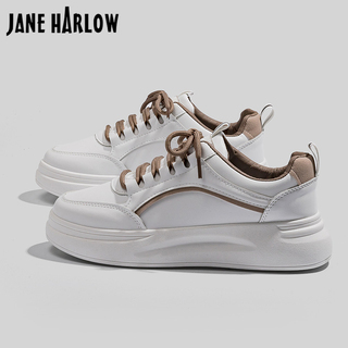 JANE HARLOW小白女鞋子2021新款秋冬季板鞋爆款百搭休闲老爹运动