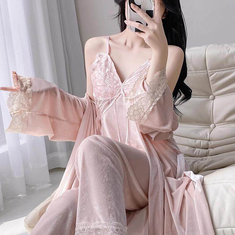 性感睡衣女款2025新款春秋款金丝