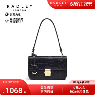 Radley23FW英国奢品牛皮亮鳄鱼纹理单肩包小方包精致约会流行礼物