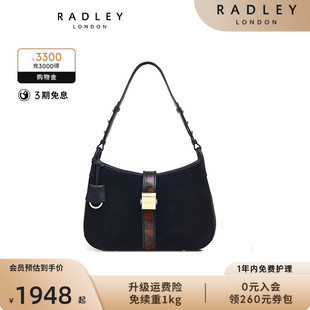 Radley英国奢品牛皮单肩包新月包绒面拼接蛇纹秋冬搭配时髦23SS