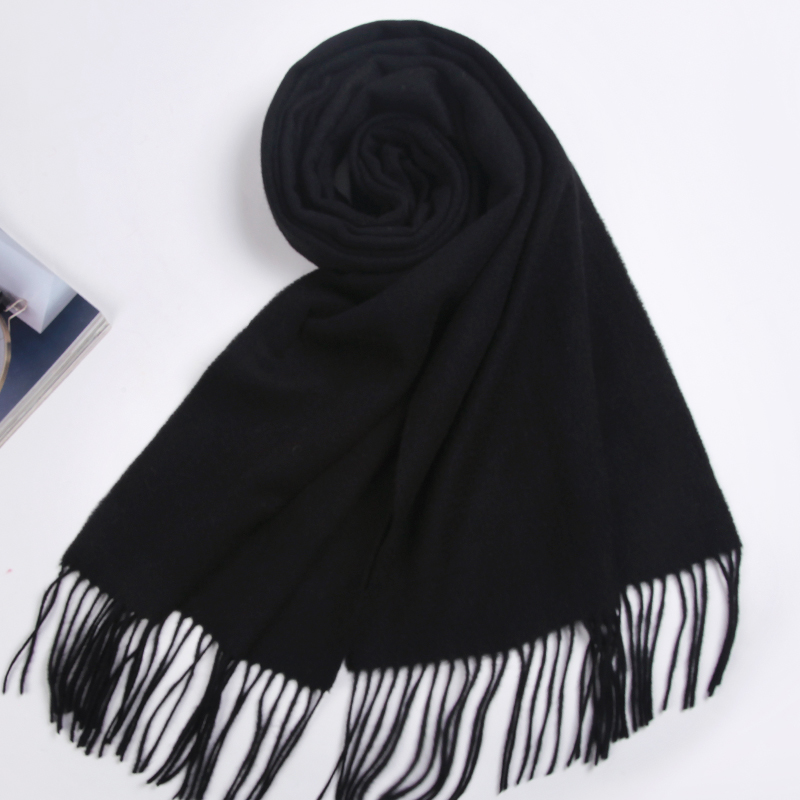 黑色围巾女冬季2025新款百搭仿纯色羊绒长款男士高级感纯黑色春秋