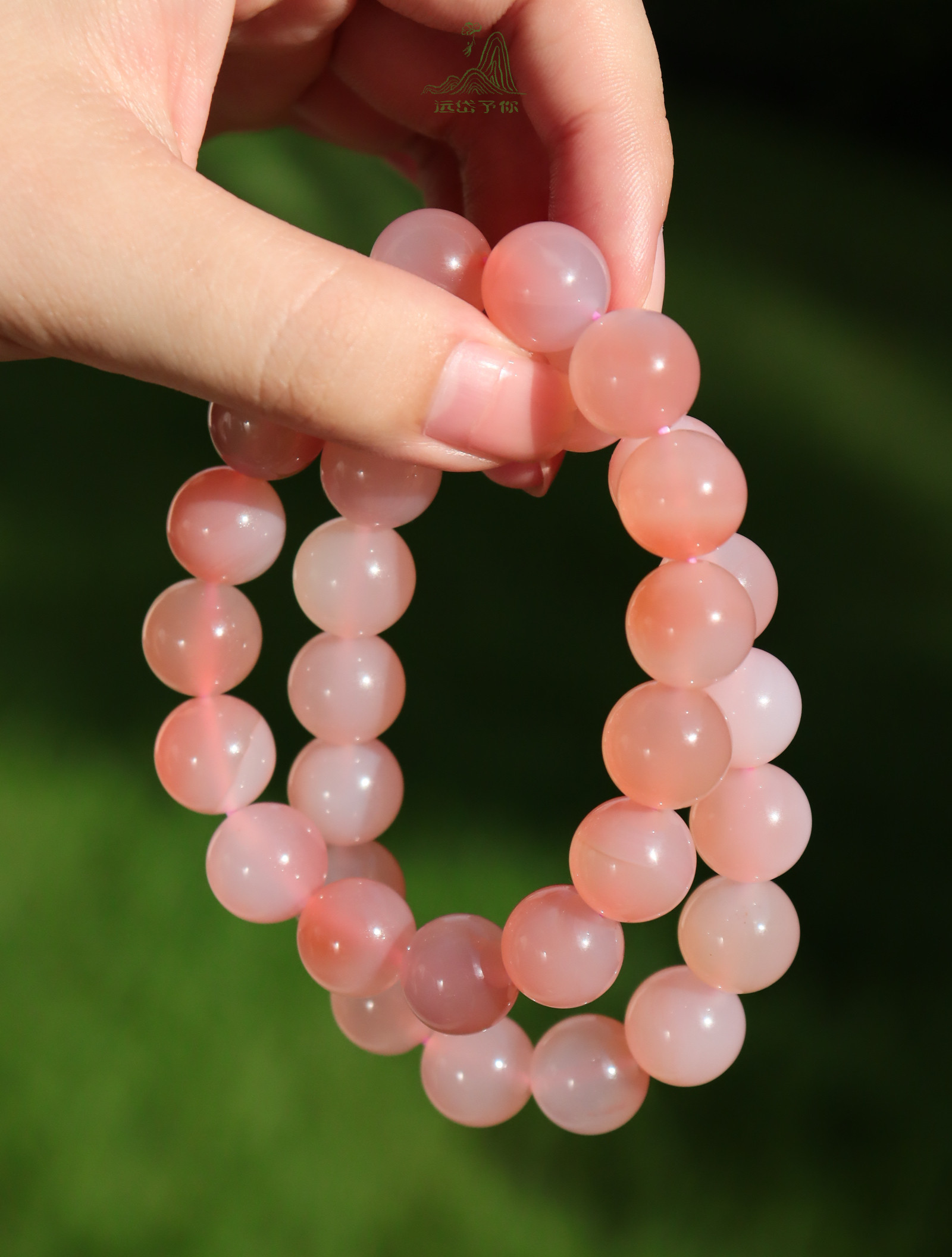 蜜桃玛瑙非洲红玛瑙手串一图一物天然冰透女神款气质