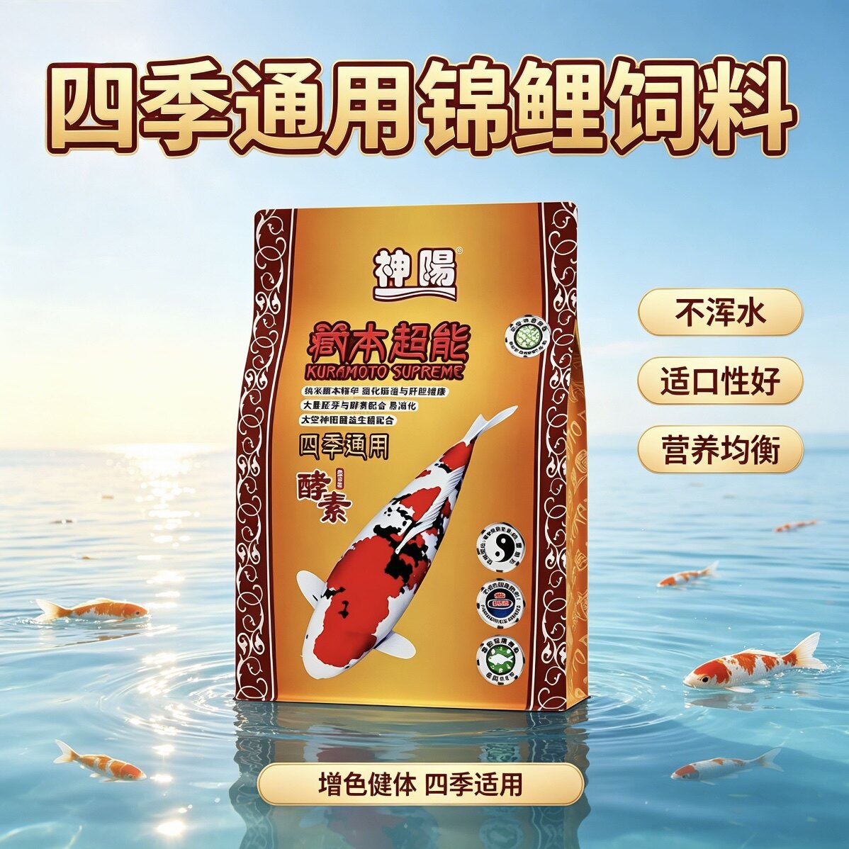 神阳藏本超能锦鲤饲料育成色扬增体主食胚芽四季通用不浑水鱼饲料