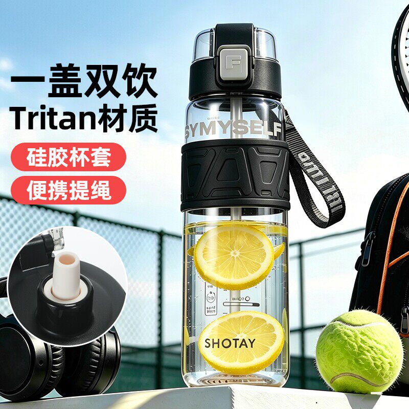 tritan运动水杯儿童学生男上学专用吸管杯便携大容量塑料杯子夏天