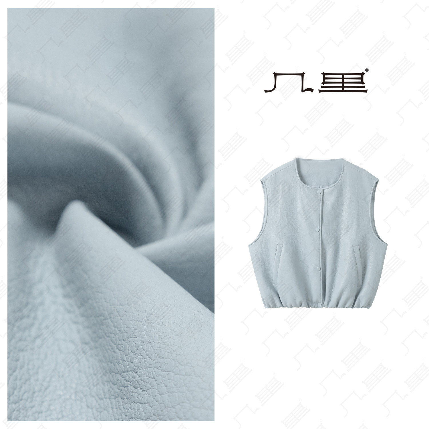 几里与麻工装宽松休闲马甲女图片
