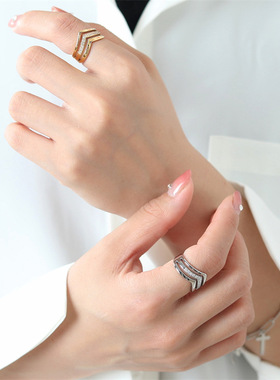 欧美ins个性夸张钛钢戒指女