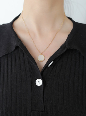 欧美时尚月亮贝母ins锁骨链