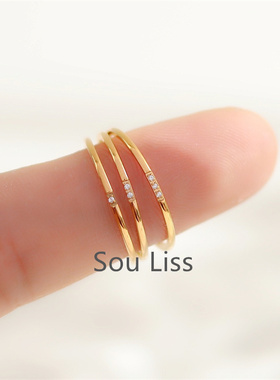 极细锆石戒指女ins不掉色