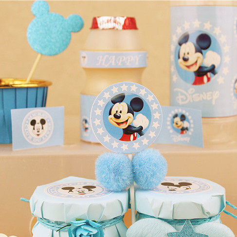 蓝色男孩儿童米奇主题甜品台推推乐蛋糕布丁瓶纸杯托插件围边装饰,节庆用品/礼品,节日装扮用品,淘宝优惠券,粉丝福利购,淘宝优惠卷