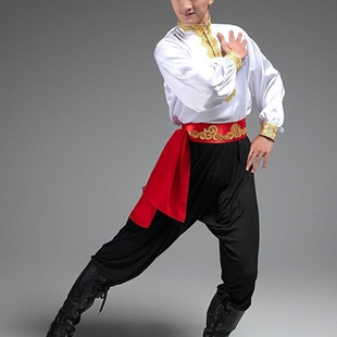 新疆舞蹈演出服男装 现货维族练习学生定制 维吾族表演艺考拉链新款