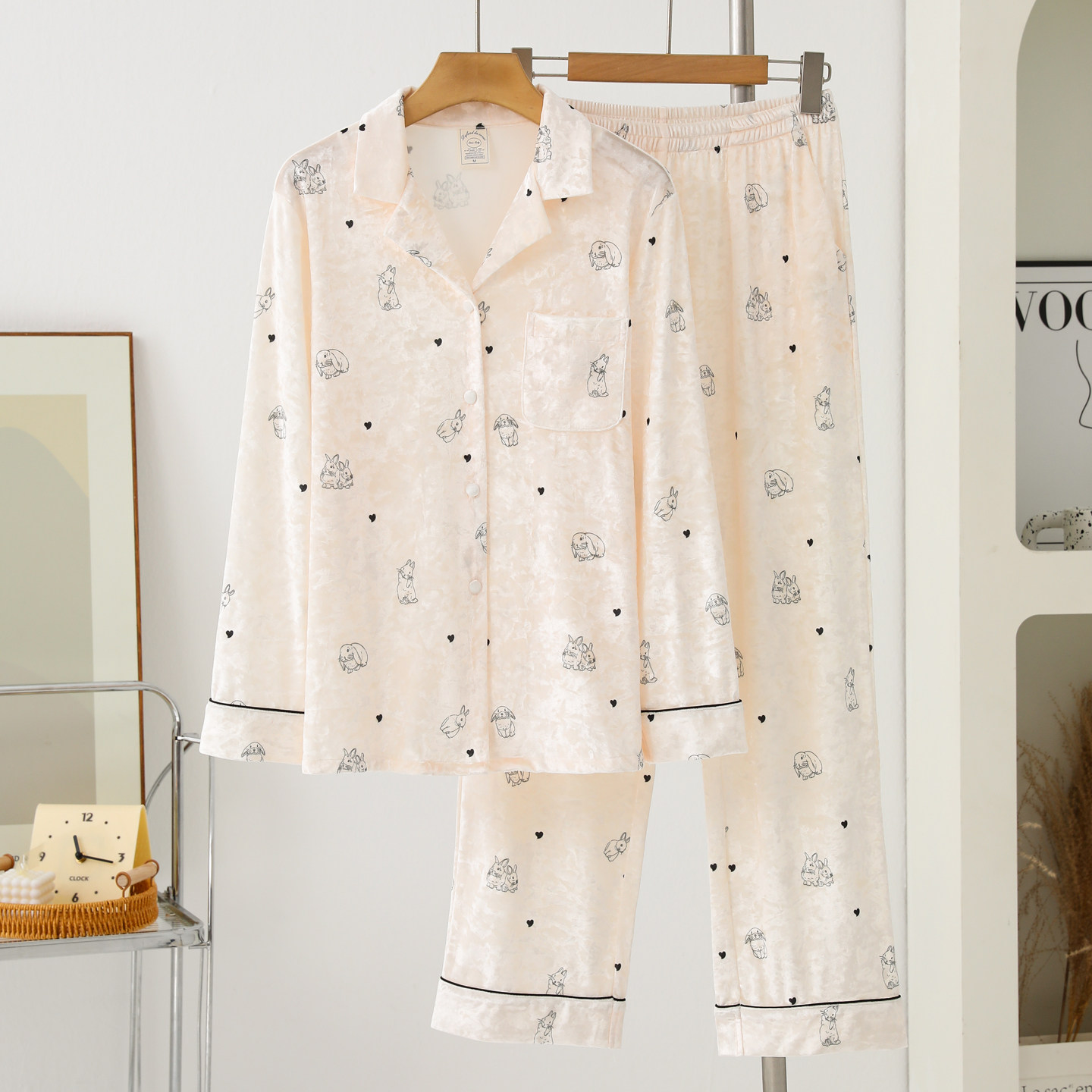 法式金钻绒睡衣女秋冬季保暖丝绒长袖长裤兔子印花女士家居服套装,女士内衣/男士内衣/家居服,睡衣/家居服套装,淘宝优惠券,粉丝福利购,淘宝优惠卷