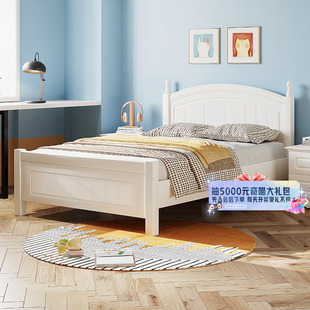 双虎儿童床女孩公主床1.5m1.2米单人床实木男孩学生房次卧室13M5