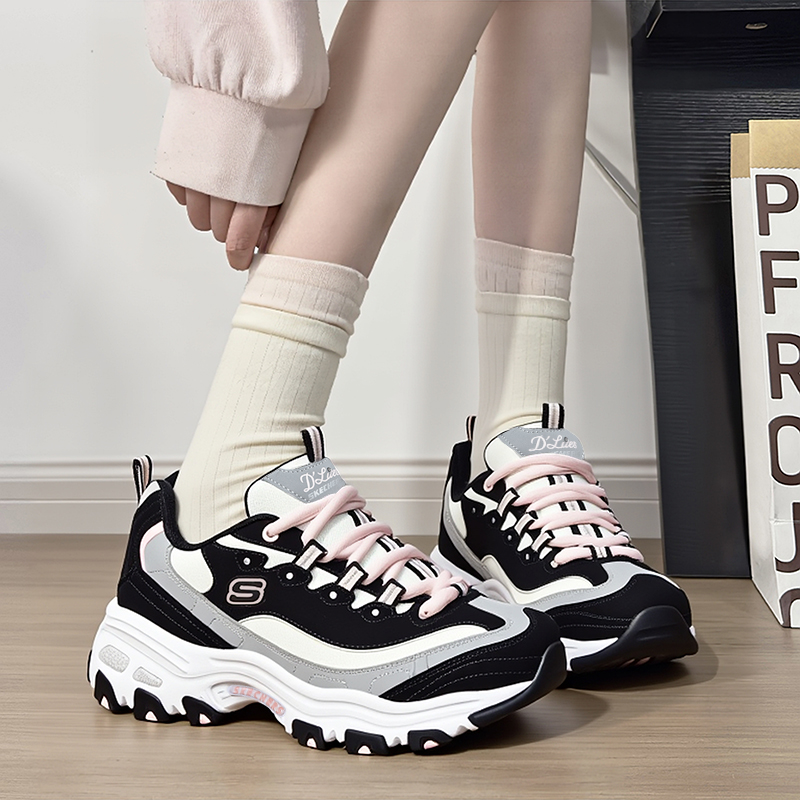 Skechers/斯凯奇熊猫鞋女鞋运动休闲鞋复古时尚厚底缓震老爹鞋