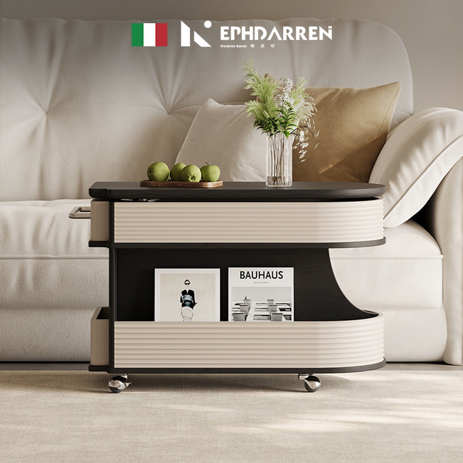 【自营】EPHDARREN/弗达伦意式极简可移动茶几小户型旋转升降边柜,住宅家具,移动边几/推车,淘宝优惠券,粉丝福利购,淘宝优惠卷