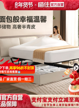 芝华仕简约真皮床高脚软包主卧主卧大气头层牛皮软包床家具C639