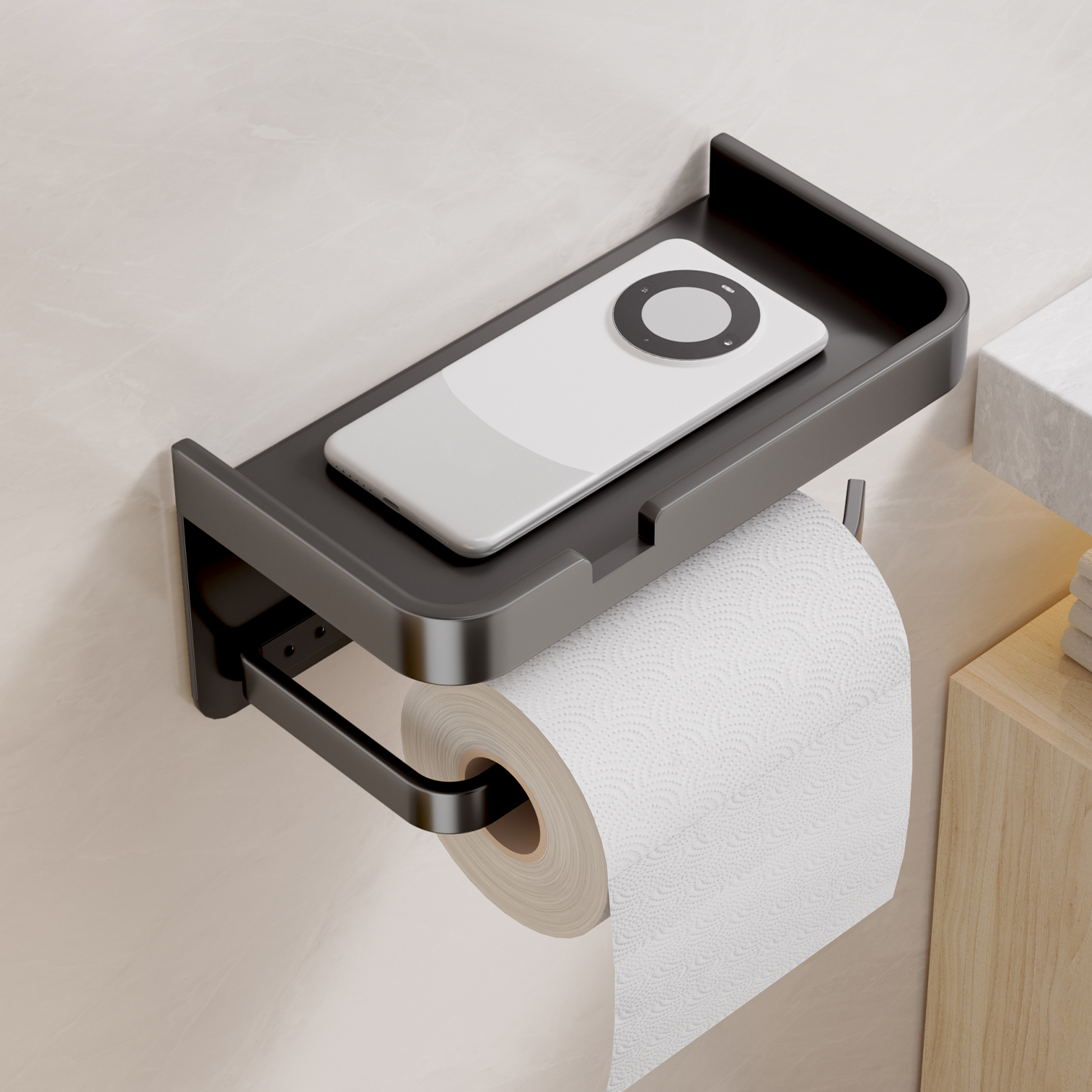 沐笙歌卫生间纸巾架免打孔手机架