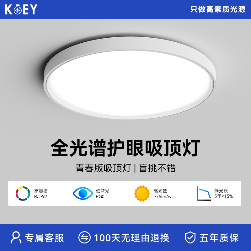 KOEY柯易吸顶灯家用高性价比吊顶灯客厅主灯卧室护眼灯遥控器青春