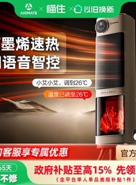 艾美特暖风机双擎取暖器家用节能石墨烯电暖器壁炉取暖器K119