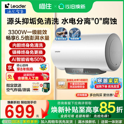 海尔一级能效电热水器家用洗澡镁棒免更换60升储水式速热80L统帅