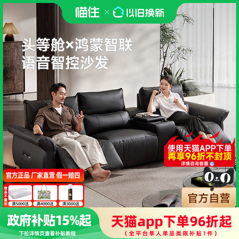 芝华仕头等舱影院大黑牛半青真皮电动功能沙发智能影音室30297