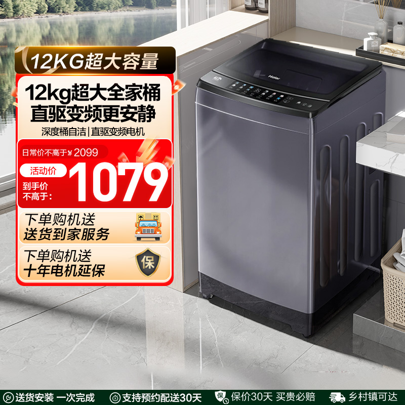 【政府补贴20%】海尔波轮洗衣机全自动家用12kg超大容量除菌20D1