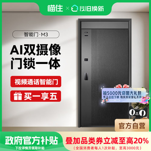 天能家用人脸识别双摄智能入户门