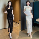 夜场长款 旗袍晚礼服足疗技师工作服 气质包臀连衣裙显瘦性感新中式