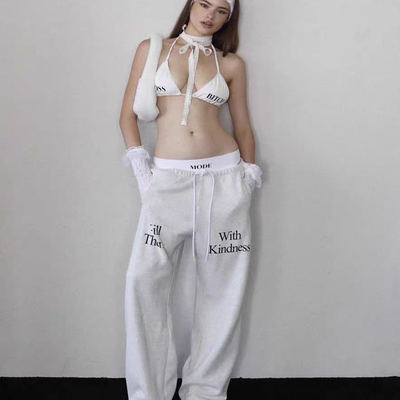 韩国小众badbiood运动卫裤女辣妹宽松长裤美式直筒阔腿跳舞束脚裤