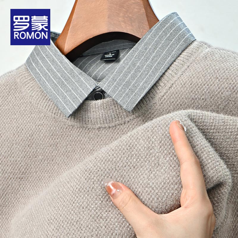 罗蒙翻领毛衣防风保暖