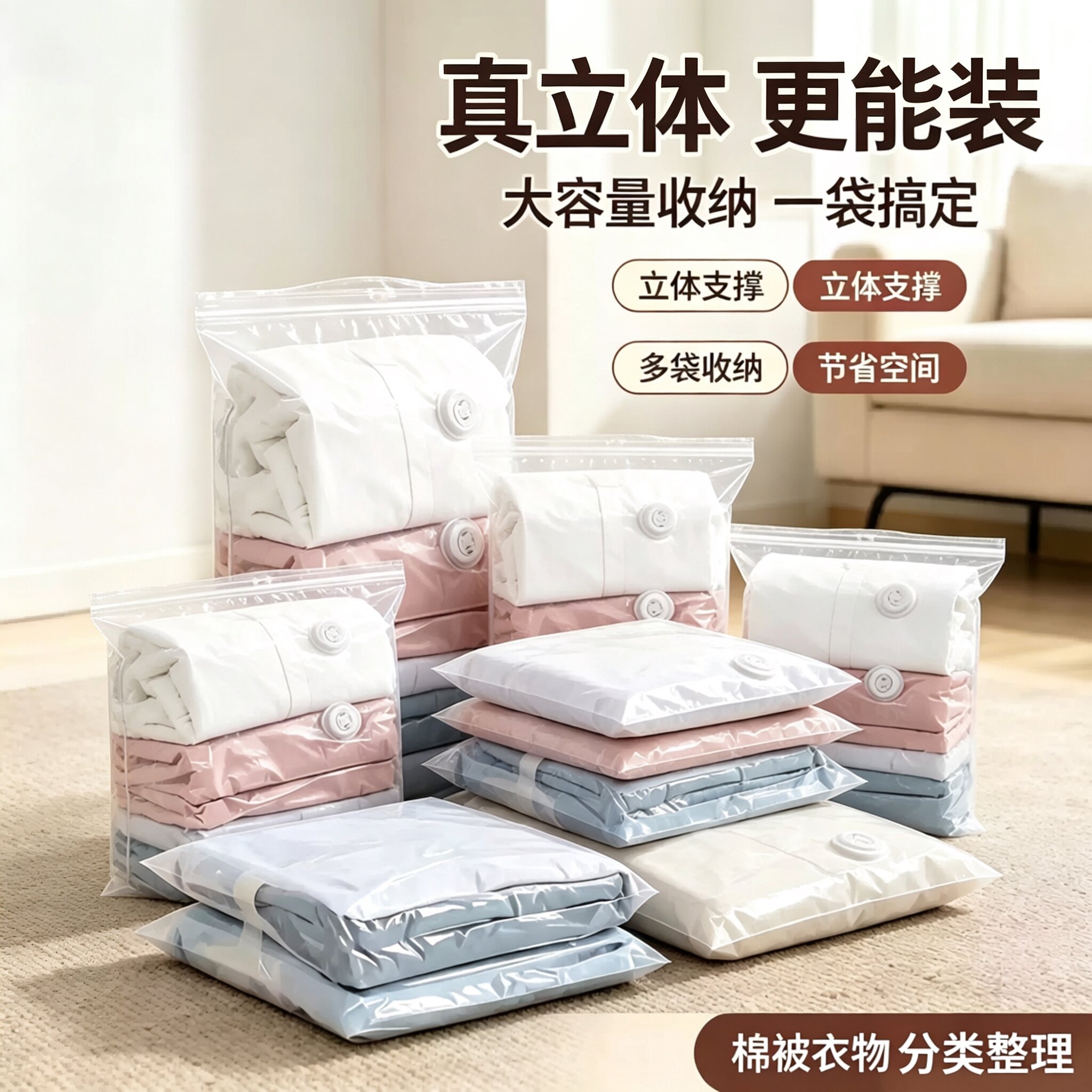立体免抽气真空压缩袋家用特大加厚耐用收纳被子棉被装衣服羽绒服