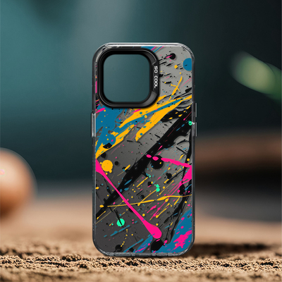 蓝黑油画手机壳适用苹果16promax新款iPhone15彩银磨砂硬壳13超薄14高级感小众简约情侣男女创意全包个性