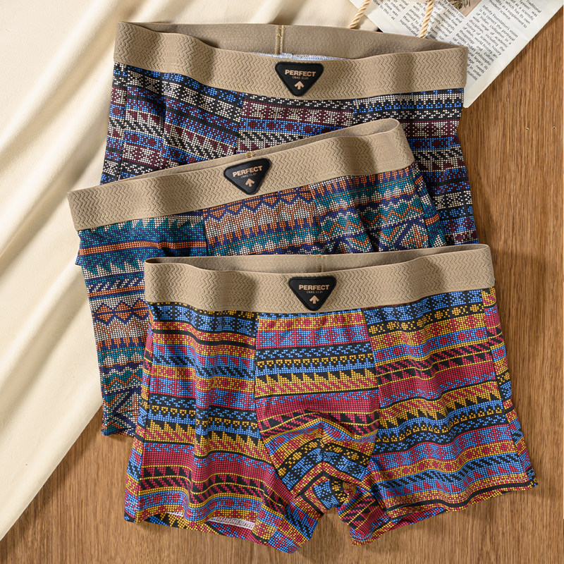 中式民族风男士内裤棉质透气平底裤个性印花四角裤男生潮流短裤头,女士内衣/男士内衣/家居服,男平角内裤,淘宝优惠券,粉丝福利购,淘宝优惠卷