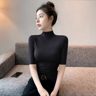 2024新款小立领短袖T恤女早秋新