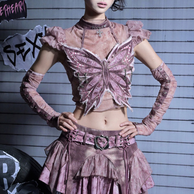 虚轨原创设计蝴蝶胸衣打底衫