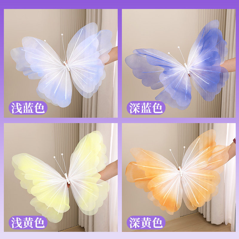 新款莫奈花园布置纱网蝴蝶真丝蝴蝶丝网蝴蝶花艺橱窗道具纸艺蝴蝶