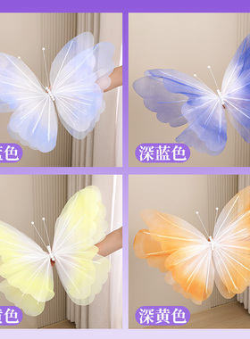 新款莫奈花园布置纱网蝴蝶真丝蝴蝶丝网蝴蝶花艺橱窗道具纸艺蝴蝶