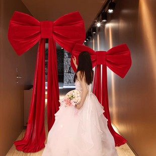 巨型超大红丝绒蝴蝶结订结婚房布置节日橱窗派对拍照道具婚礼装饰