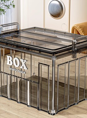 日本进口MUJIE透明收纳箱加厚大容量玩具书本衣服整理储物箱带盖