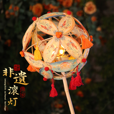 非遗竹编绣球滚灯新款中秋节手工灯笼diy材料包古风汉服花灯道具