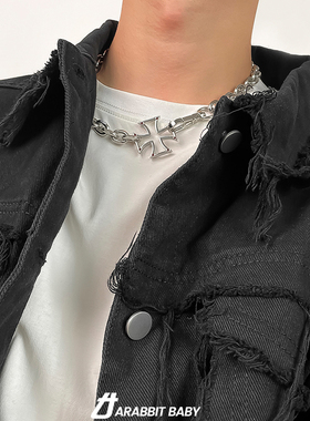 镂空十字项链男女饰品轻奢小众锁骨链颈链秋冬新款毛衣链手链配饰