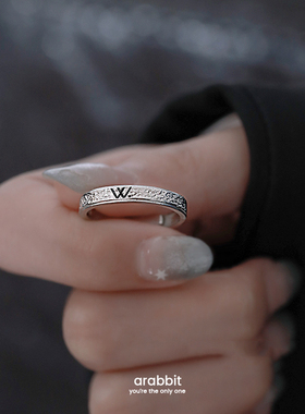 ins日韩风磨砂复古字母开口戒指