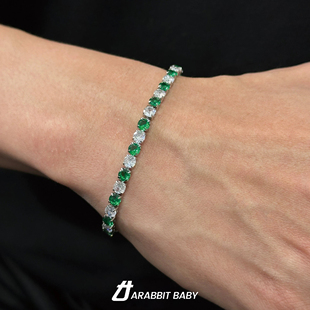 彩钻钛钢锆石手链渐变情侣网球爆闪满钻切工高级感痞帅ins风链子