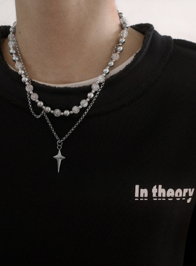 毛衣链2021年新款女ins嘻哈轻奢小众感高级项链男饰品十字架吊坠