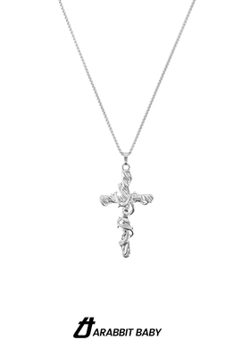 项链十字架男生毛衣吊坠饰品新款2024爆款美式配饰秋冬小众轻奢女