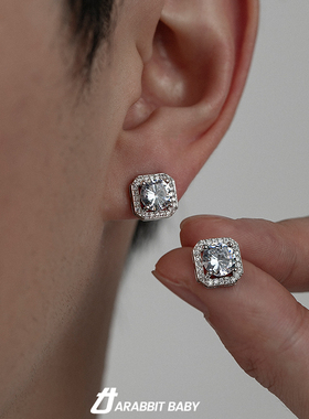 微镶方钻耳钉男女新款2023爆款秋冬高级感轻奢气质款独特耳饰耳环