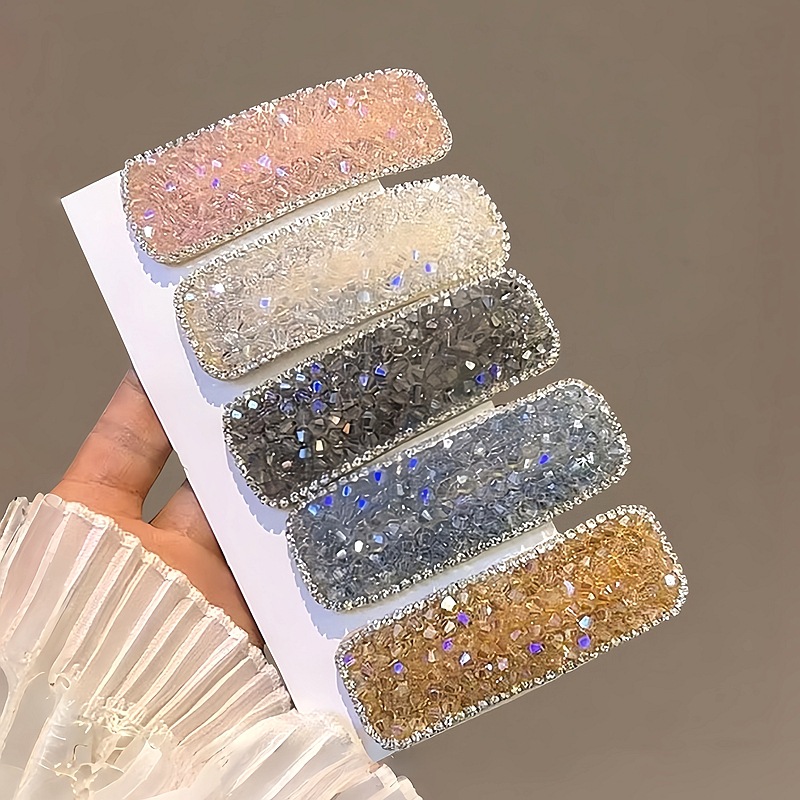 满钻方形水晶BB夹简约一字夹水钻