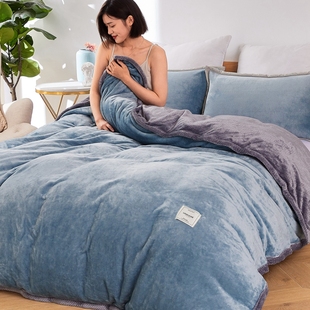 牛奶绒被套单件冬天珊瑚双面毛绒冬季加绒被罩150x200x230法兰绒