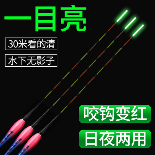 一目亮夜光漂咬钩变色电子漂醒目