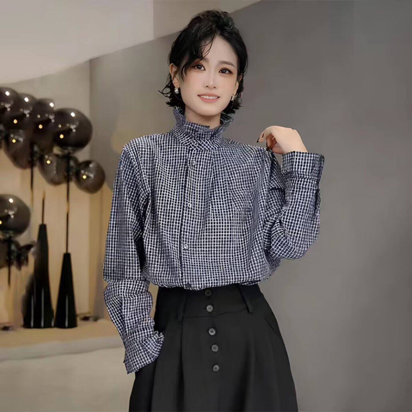 法式高级感花边立领长袖衬衫女2026新款春季独特衬衣气质女士上衣